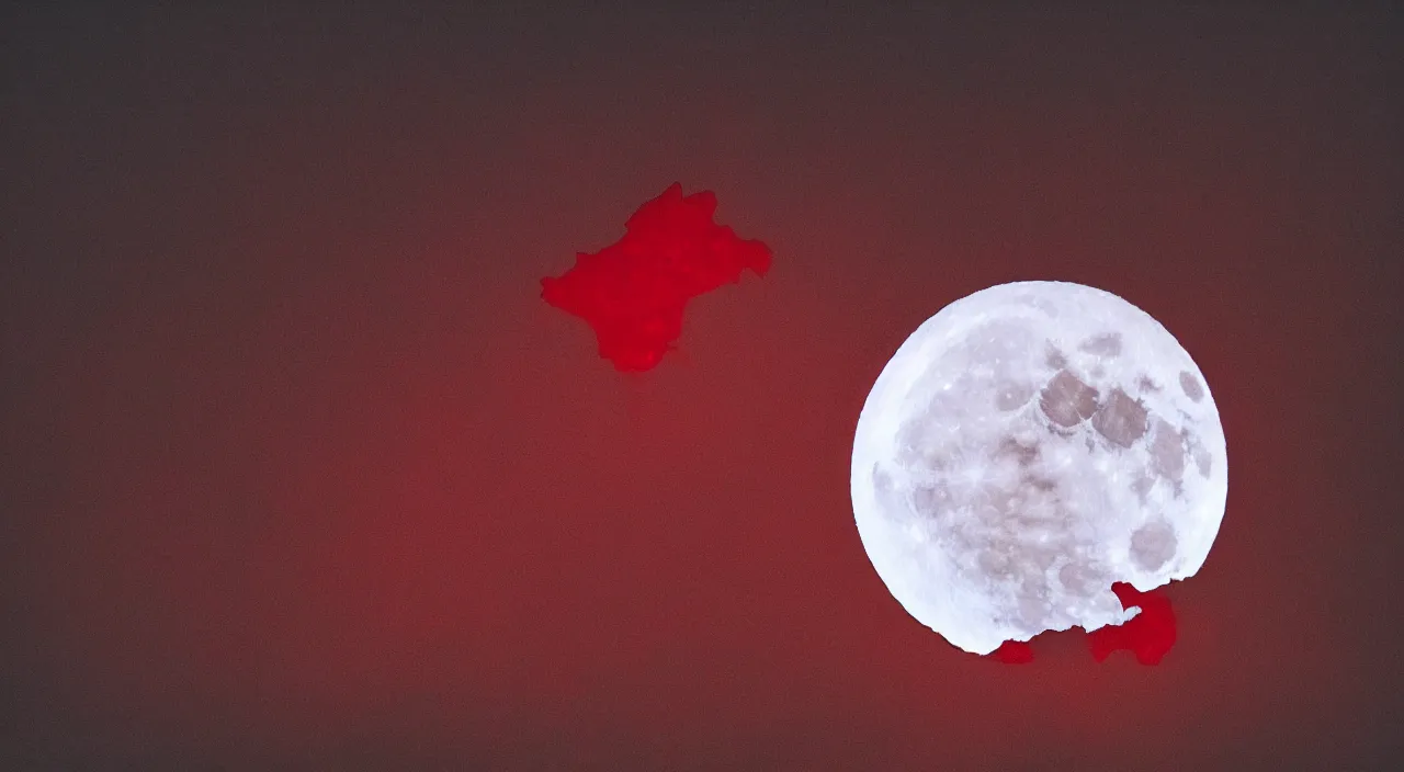 Image similar to full moon made out of blood dripping in the night sky