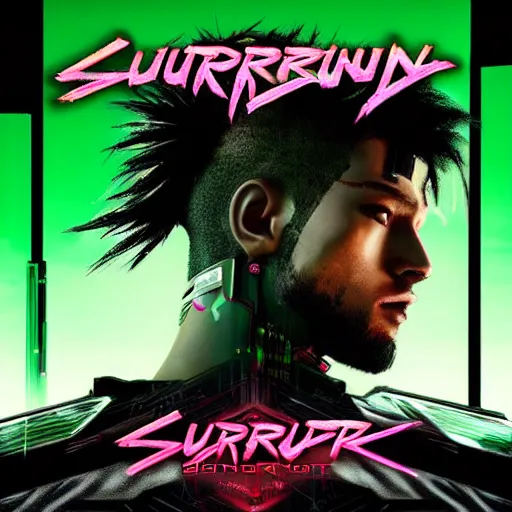 Image similar to cyberpunk 2 0 7 7 samurai robot with random green and black japanese colors as scarlxrd album cover