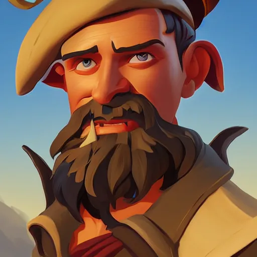 Image similar to painting jack the pirate on sea of thieves game avatar hero smooth face median photoshop filter cutout vector behance hd by jesper ejsing, by rhads, makoto shinkai and lois van baarle, ilya kuvshinov, rossdraws, illustration, art by ilya kuvshinov and gustav klimt