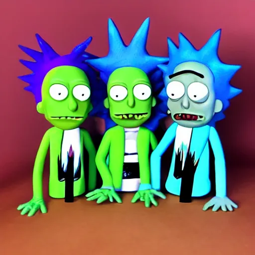 Image similar to claymation style rick and morty monster