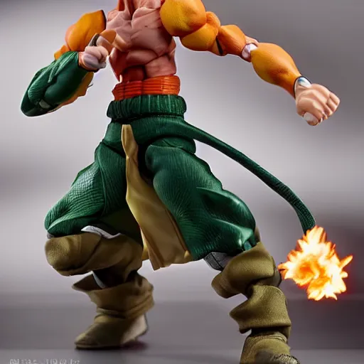 Image similar to gon freecss making a fireball, action figure, studio lighting, product shoot, hunterxhunter