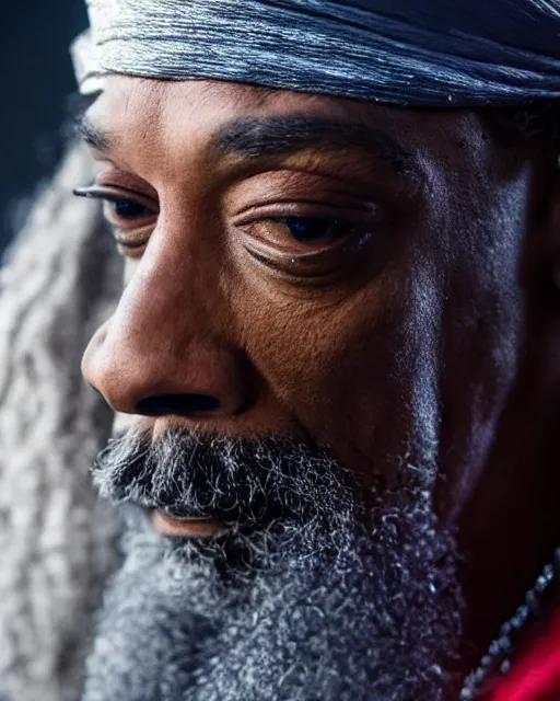 Image similar to Snoop Dogg in the role of Gandalf the Grey, film still, amazing short, 8K, IMAX, ultra detailed