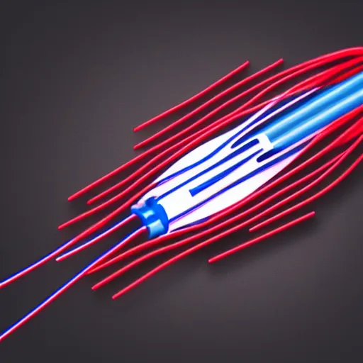 Prompt: logo of a pen tip, with ai theme, cool red and blue wires running through the pen, trending on logostation