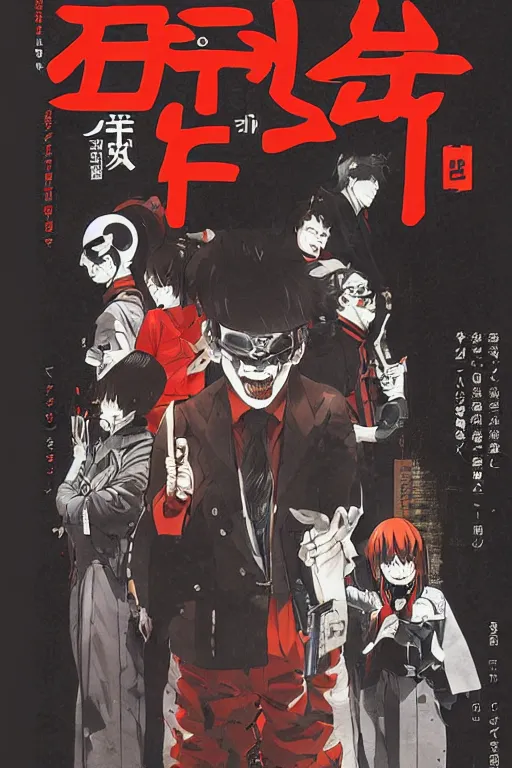 Prompt: professionally drawn seinen mature cyberpunk detective horror action manga comic cover about clowns and circuses, full color, beautifully drawn coherent professional, drawn by ilya kuvshinov, satoshi kon, and hiromu arakawa and tsutomu nihei. japanese script kanji hiragana on the cover. simplistic minimalist cover art. stylized stylistic.