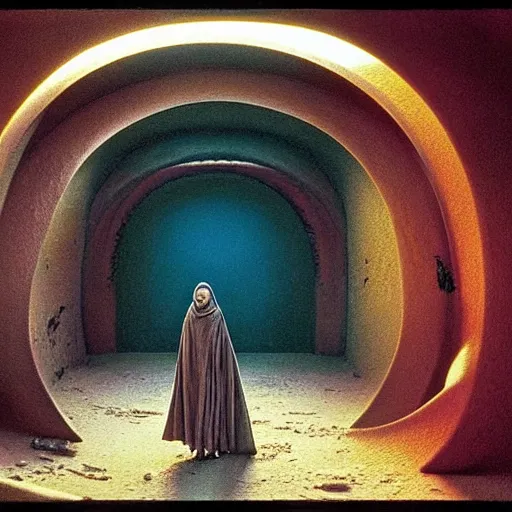 Prompt: colour aesthetic highly detailed photography scene arakis from dune ( 2 0 2 1 ) by alejandro hodorovski and denis villeneuve and gregory crewdson style characters with ultra hyperrealistic very highly detailed faces. with many details by andrei tarkovsky and caravaggio in sci - fi style. volumetric natural light hyperrealism photo on leica m - a kodak portra 4 0 0