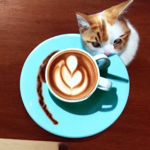 Prompt: latte art of a cat