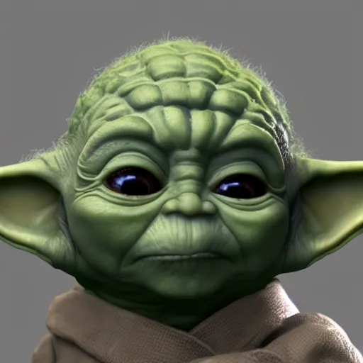 Image similar to “ baby yoda head on the body of brock lesnar, hiperrealist, photorealist, unreal engine 5, 4 k uhd ”