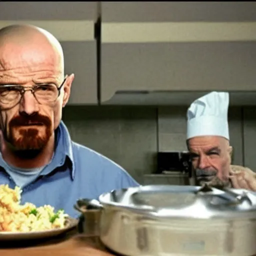 Image similar to walter white cooking chicken realstic