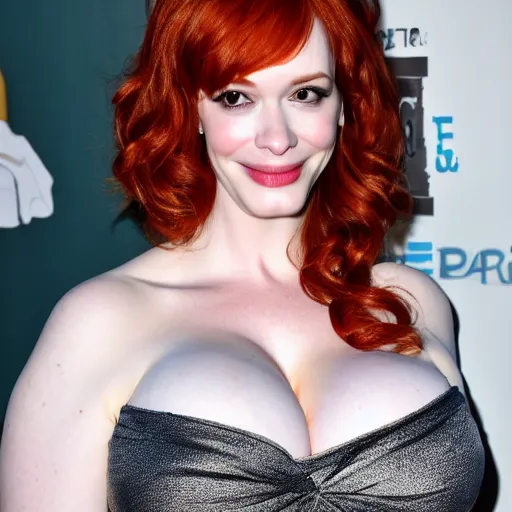 Image similar to Christina Hendricks bust, ice cream between chest, crying, body realistic,