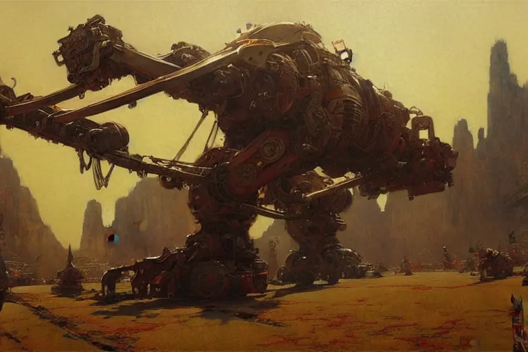 Image similar to wuxia, huge machine robot, painting by gaston bussiere, craig mullins, j. c. leyendecker