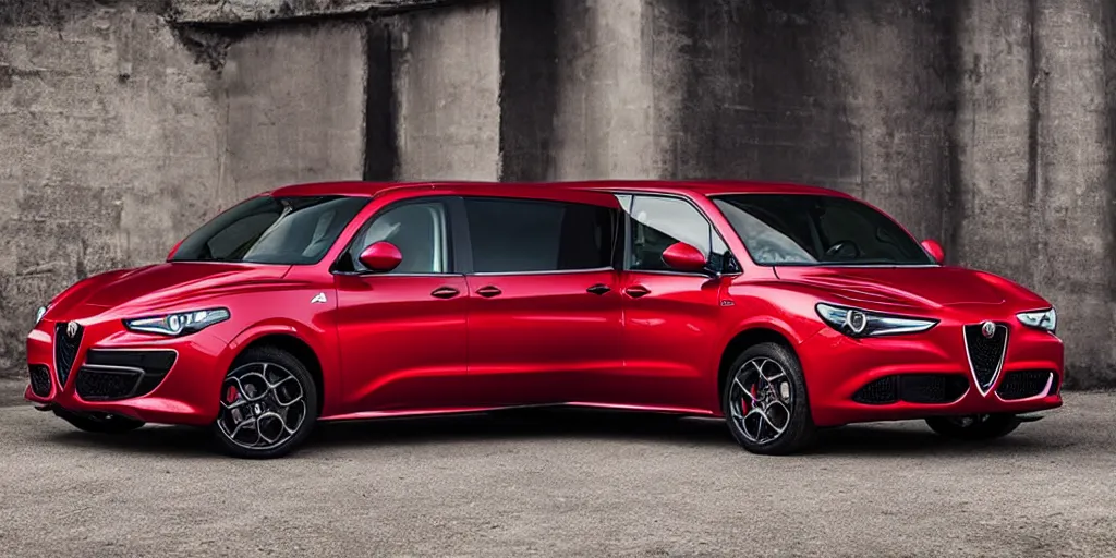 Image similar to “2022 Alfa Romeo Minivan, red”