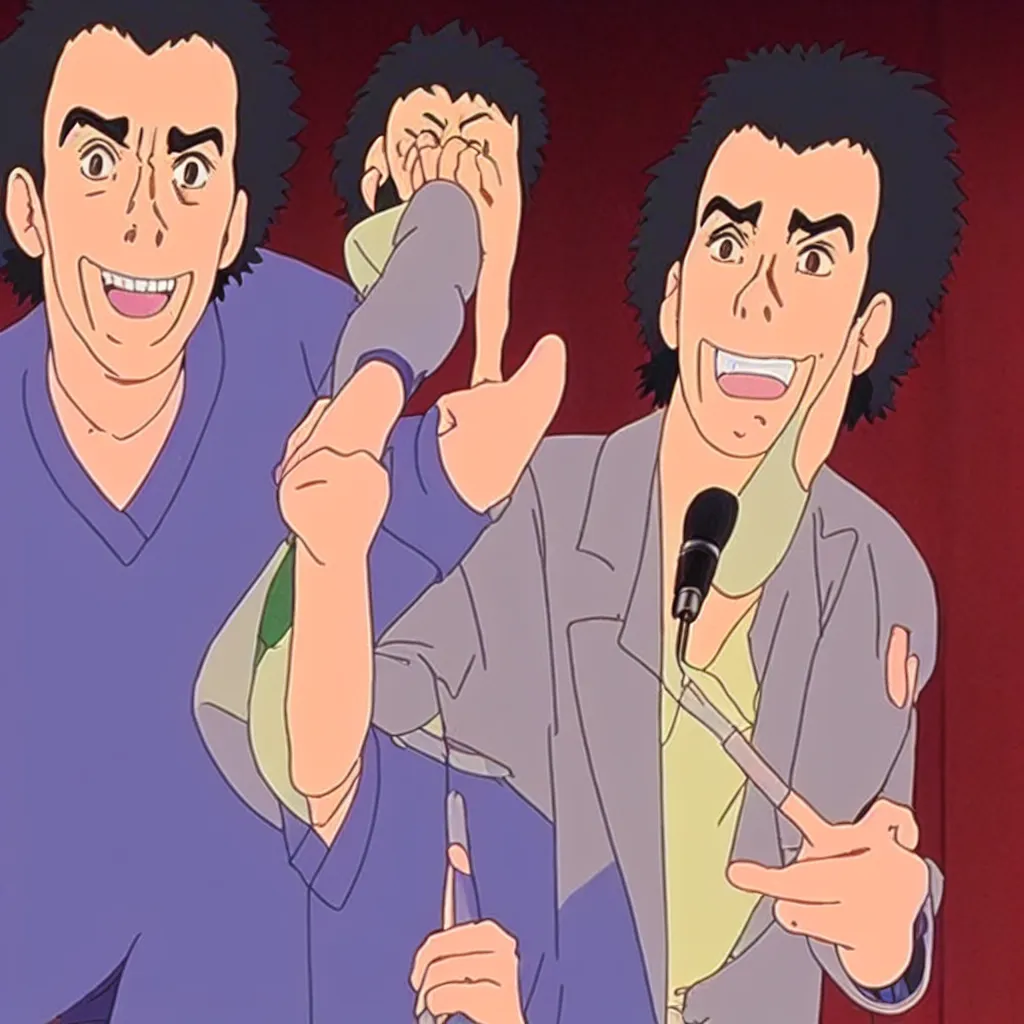 Prompt: michael richards kramer stand up special studio ghibli