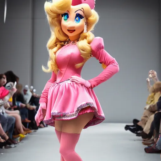 Image similar to princess peach as runway model, 8k photography