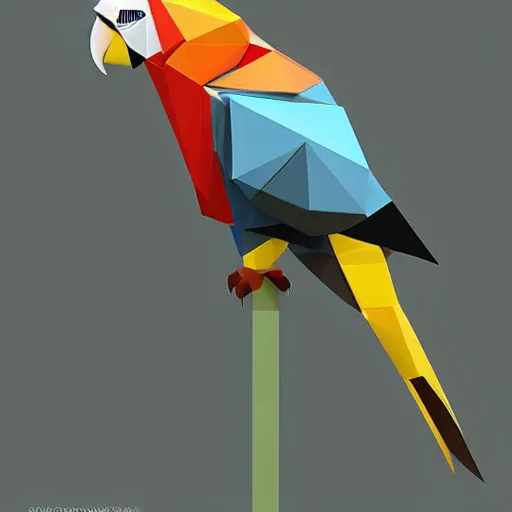 Image similar to a geometric, low poly parrot by mark li, digital art