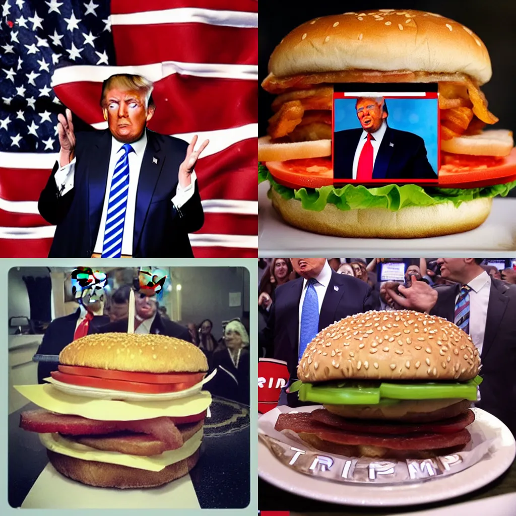 Prompt: donald trump hamburger