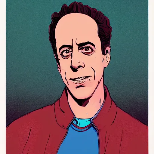 Prompt: a study of cell shaded portrait of jerry seinfeld 20 concept art, llustration, post grunge, concept art by josan gonzales and wlop, by james jean, Victo ngai, David Rubín, Mike Mignola, Laurie Greasley, highly detailed, sharp focus, alien, Trending on Artstation, HQ, deviantart, art by artgem