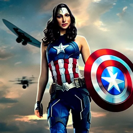 Prompt: gal gadot as captain america