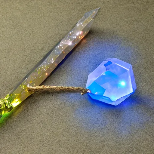 Image similar to a glowing crystal sword in the stone