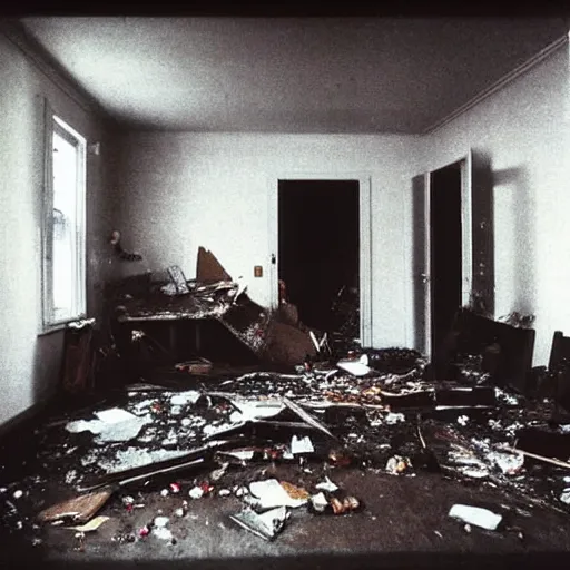 Image similar to The conceptual art shows a scene of total destruction. A room has been completely wrecked, with furniture overturned, belongings strewn about, and debris everywhere. The only thing left intact is a single photograph on the wall. This photograph is the only evidence of what the room once looked like. It shows a tidy, well-appointed space, with everything in its place. The contrast between the two images is stark, and it is clear that the destruction was complete and absolute. by Simon Bisley, by Dora Maar geometric, realistic