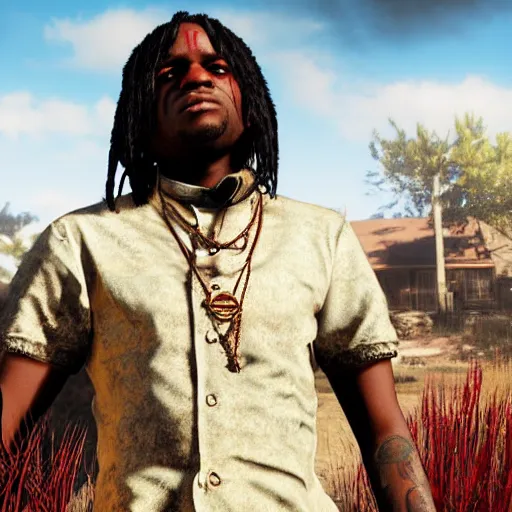 Image similar to Rapper Chief Keef In red dead redemption 2 digital art 4K quality super realistic