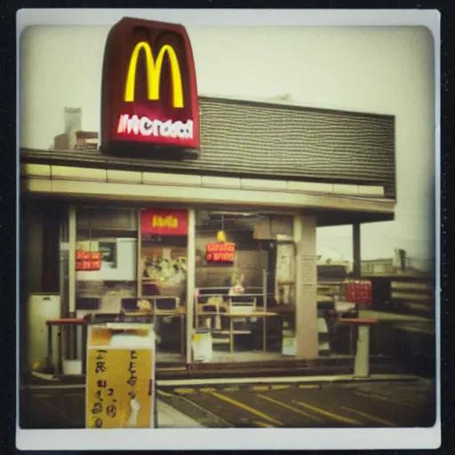 Prompt: atmospheric polaroid photograph of McDonalds restaurant in japan