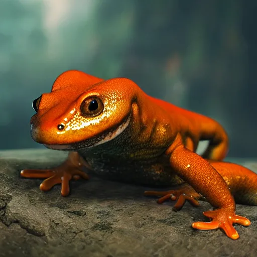 Image similar to cute salamander, fire on back, pet, mythical creature, digital art, raytraced, octane engine, high quality