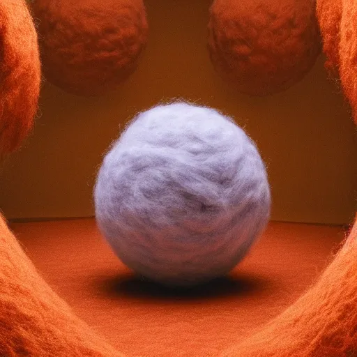 Prompt: a ball of wool with holes in the middle of it, an airbrush painting by mike winkelmann, trending on cgsociety, neoplasticism, rendered in cinema 4 d, photo taken with provia, photo taken with ektachrome