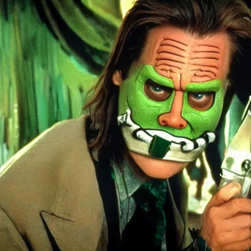 Prompt: jim carrey in the mask, style of terry gilliam, hd, detailed, 4 k, award winning