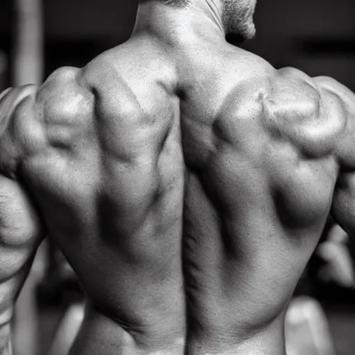 Prompt: fine back muscles, handsome, sculpted, symmetrical, shoulders focus