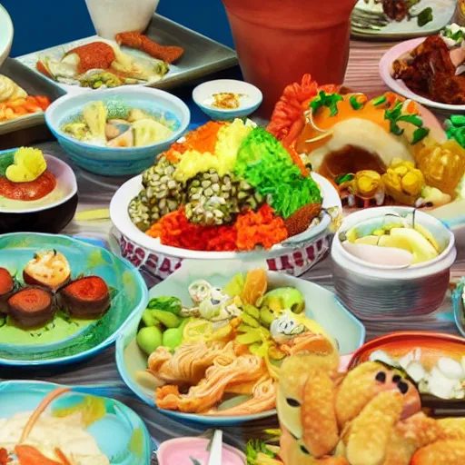 Prompt: a still of delicious studio ghibli food