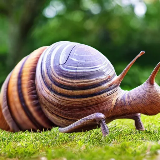 Image similar to photo of a giant snail being walked on a leash hd