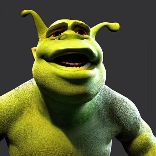 Prompt: 3d render of Shrek as Smeagol