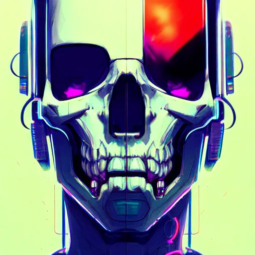 Image similar to a cyberpunk skull, by guweiz and wlop and ilya kuvshinov and artgerm and josan gonzalez, digital art