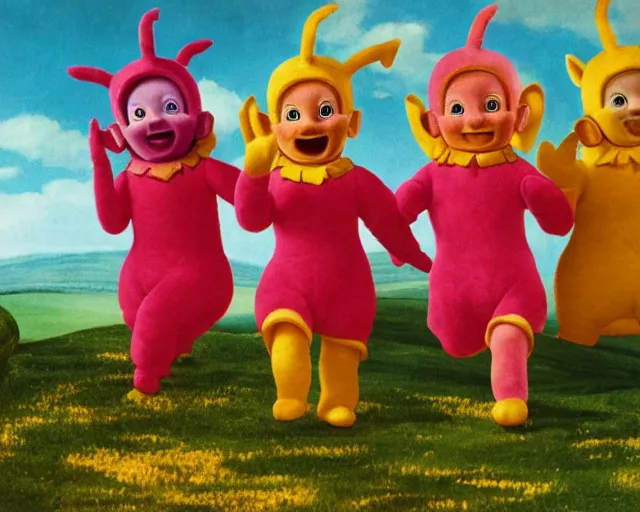 Prompt: a 1 6 0 0 s portrait of the teletubbies