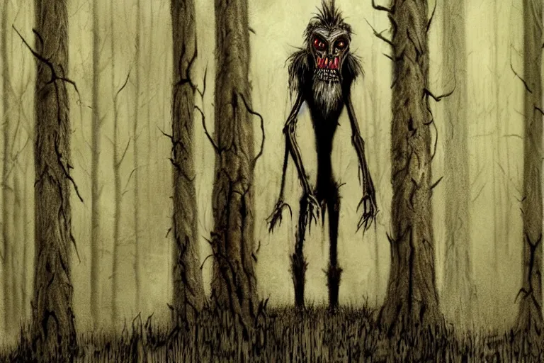 Image similar to mad wendigo in grim forest artwork by ben templesmith