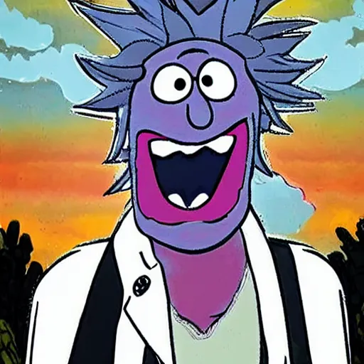 Prompt: Rick Sanchez depicted as a muppet