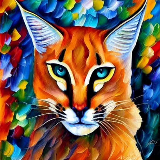 Image similar to oil painting of a caracal by leonid afremov