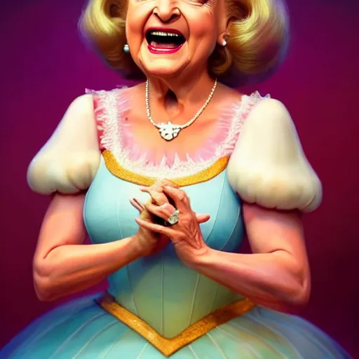 Image similar to betty white as a polished sweaty princess peach : : weta disney pixar movie still photo : : hi - fructose, sci fi, fantasy, decadent highly - detailed digital painting, golden ratio, octane render, artstation, smooth, sharp focus, artgerm, mucha, loish, wlop : :