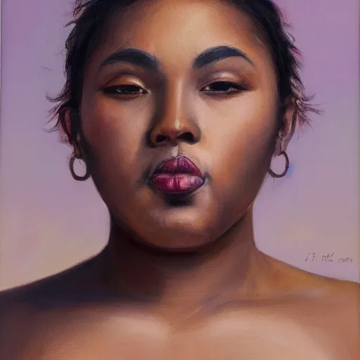 Image similar to A portrait of a powerful and thick beautiful non-binary person, medium tone skin, oil painting, majestic, detailed, high resolution