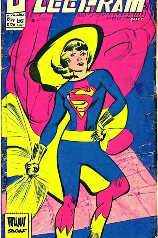 Image similar to !dream super hero girl drawn by Jack Kirby, vintage 70s comic cover