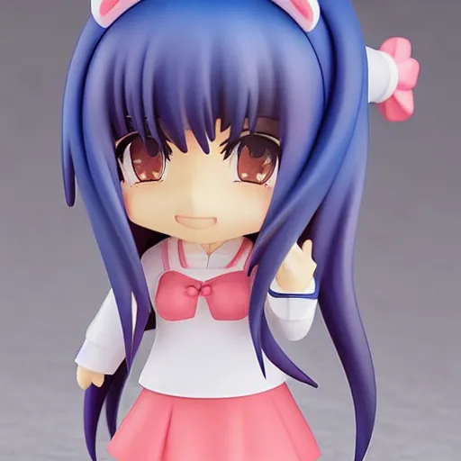 Image similar to character portrait of a singular kawaii chibi in the sytle of kyoto animation, in simple background, nendoroid eyes