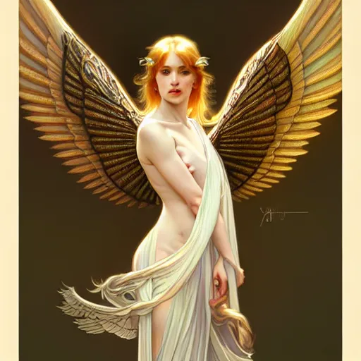 Prompt: Winged girl angel, fantasy, intricate, elegant, highly detailed, digital painting, artstation, concept art, smooth, sharp focus, illustration, art by John Collier and Wenqing Yan and Alphonse Mucha