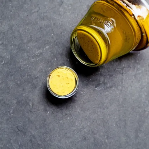 Image similar to A jar of mustard on the table, Sigma 24mm f/8, 1966,