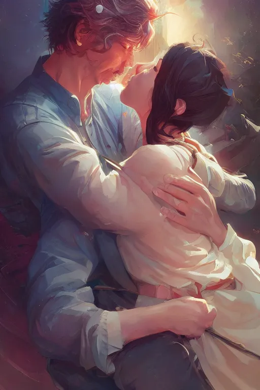 Image similar to the emotion of love, tooth wu, dan mumford, beeple, wlop, rossdraws, james jean, marc simonetti, artstation giuseppe dangelico pino and michael garmash and rob rey and greg manchess and huang guangjian and makoto shinkai