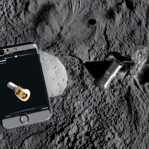 Image similar to a photo of a detailed, realistic, idle, regular sized electric guitar next to a beer can on the moon surface. detailed photo. realistic photo