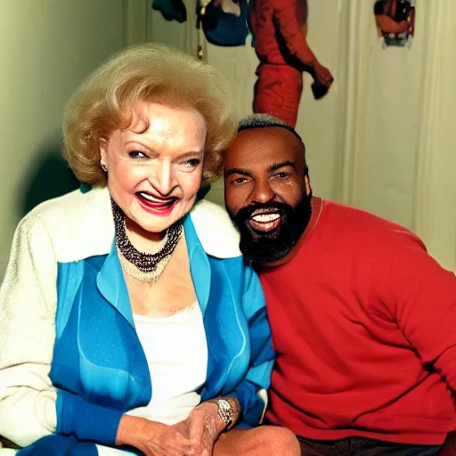 Image similar to betty white hanging out with mr. t