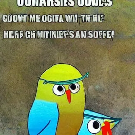 Image similar to meme with the success boy about colorful owls