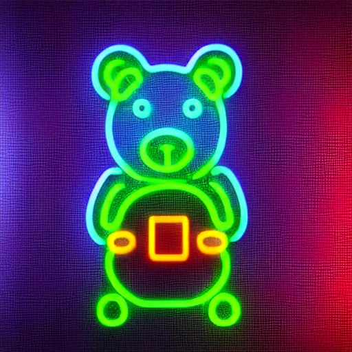 Prompt: cyberpunk rainbow hamster made of glowing neon lights, 8 k, hd