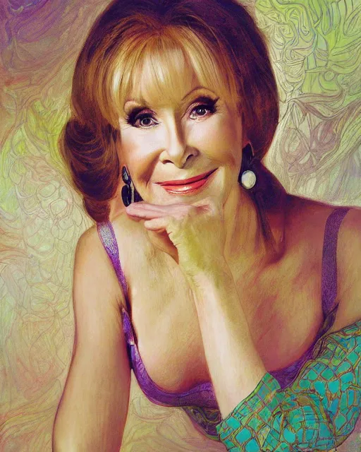 Image similar to portrait of a barbara eden by Mandy Jurgens and Richard Schmid and chuck close and mucha