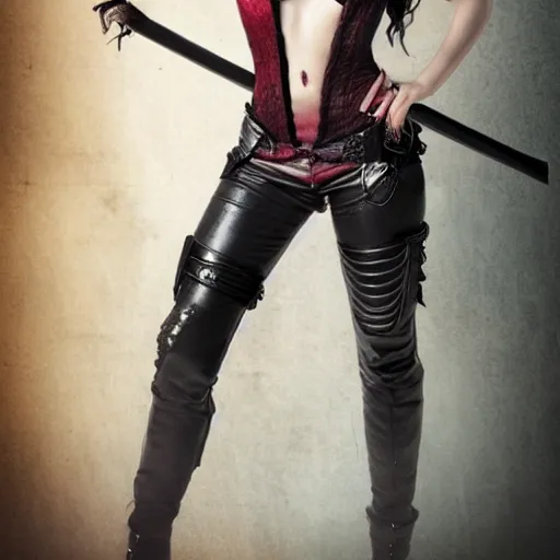 Image similar to full body photo of a female vampire warrior